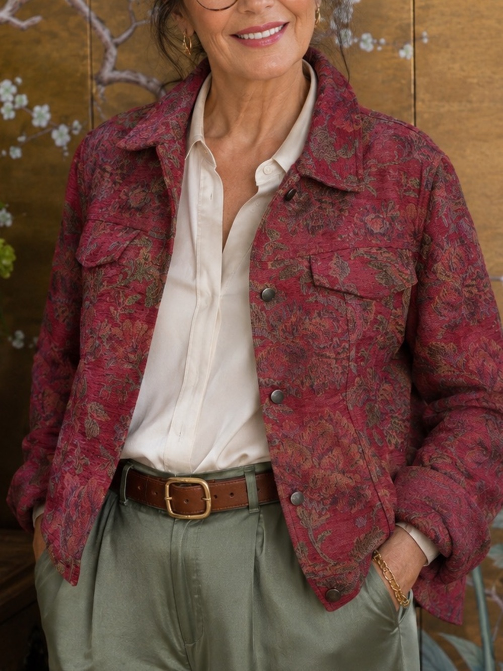 Coldwater Creek tapestry lightweight jacket. Old money, Ralph Lauren vibes.